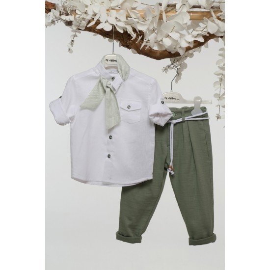 Βαπτιστικό Κοστούμι για Αγόρι Summer Ζωάκια Α4777-ΛΠ Λευκό-Πράσινο