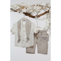 Βαπτιστικό Κοστούμι Summer για Αγόρι Εκρού-Σπαγγί Α4780-ΕΣ