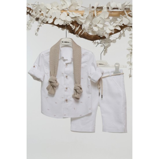 Βαπτιστικό Κοστούμι Summer για Αγόρι Α4782-ΛΣ Λευκό-μπεζ