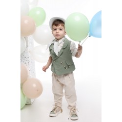 Βαπτιστικό κοστούμι για αγόρι MEXIKO KAKTOS μπεζ-πράσινο Α4769-ΠΕ