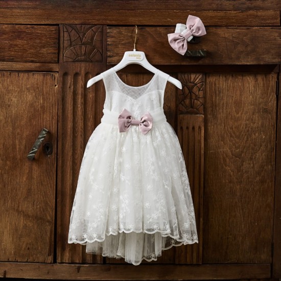 Ρομαντικό Βαπτιστικό Φόρεμα φιογκάκι AS828