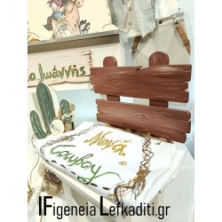 Χειροποίητη Ποδιά Νονού / Νονάς Βάπτισης Αγόρι Cowboy - Μεξικάνικο Αγρόκτημα