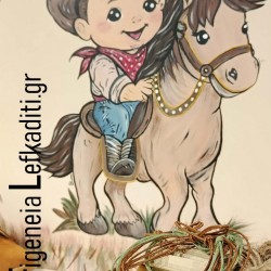 Μαρτυρικά βάπτισης αγοριού "Cowboy - Μεξικάνικο Αγρόκτημα με κάκτους"