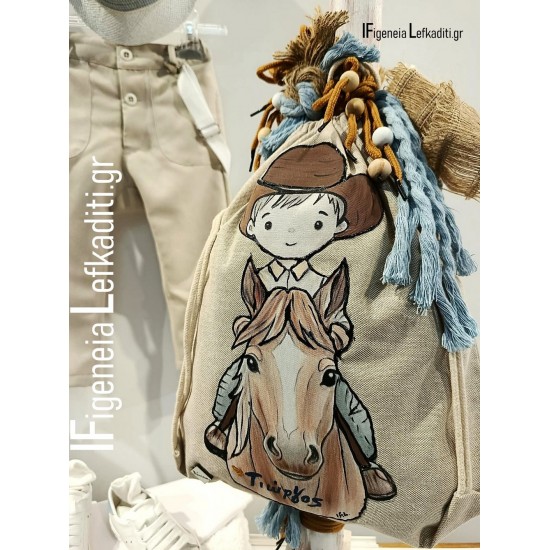 Πλήρες Σετ Βάπτισης Αγοριού Little Cowboy – Επιλογή Ψάθινο Καλάθι, Βαλίτσα ή Ξύλινο Κουτί
