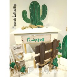 Βαπτιστικό Σετ Αγοριού Mexico Cactus με Ξύλινο μεγάλο Θρανίο