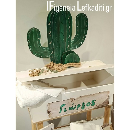 Βαπτιστικό Σετ Αγοριού Mexico Cactus με Ξύλινο μεγάλο Θρανίο