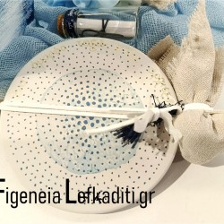 Μπομπονιέρα βάπτισης καλοκαίρι / σουβέρ με ευχή "Καραβάκι" Blue Navy