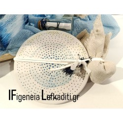 Μπομπονιέρα βάπτισης καλοκαίρι / σουβέρ με ευχή "Καραβάκι" Blue Navy