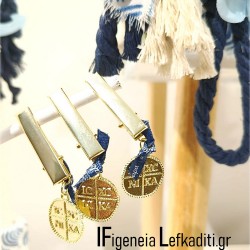 Μαρτυρικά βάπτισης φυλαχτό με κωνσταντινάτο - κλιπ  πέτου "Καραβάκι"  Blue Navy 