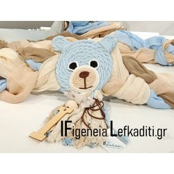 Πλήρης Βαπτιστικό πακέτο για αγόρι Boho Αρκουδάκι - Little Bear με ξύλινο κουτί