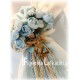 Σετ Βάπτισης Αγοριού Μονόγραμμα Flower Baby Blue με Βαλίτσα / Χειροποίητο & Προσωποποιημένο