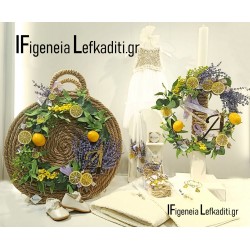 Σετ Βάπτισης Κοριτσιού Boho Lemon & Lavender | Πλήρες Χειροποίητο Βαπτιστικό Σετ με Λεμόνι & Λεβάντα