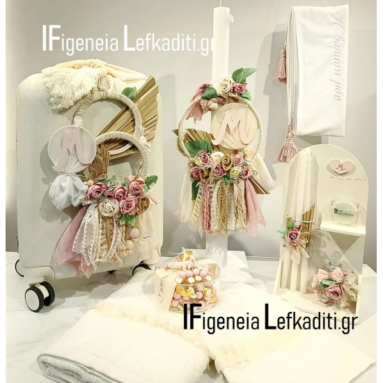 Βαπτιστικό Σετ Κοριτσιού Luxury Boho Flower / Floral Romance με Βαλίτσα και μονόγραμμα