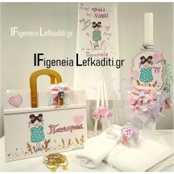 Βαπτιστικό Σετ Κοριτσιού Baby Girl Floral – Ζωγραφισμένο στο Χέρι με Ξύλινο Κουτί