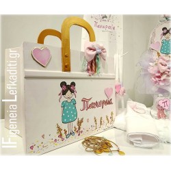 Βαπτιστικό Σετ Κοριτσιού Baby Girl Floral – Ζωγραφισμένο στο Χέρι με Ξύλινο Κουτί