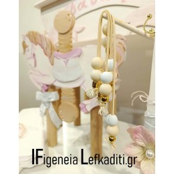 Μαρτυρικά Βάπτισης μπεγλέρι μπεζ "Carousel FLORAL"
