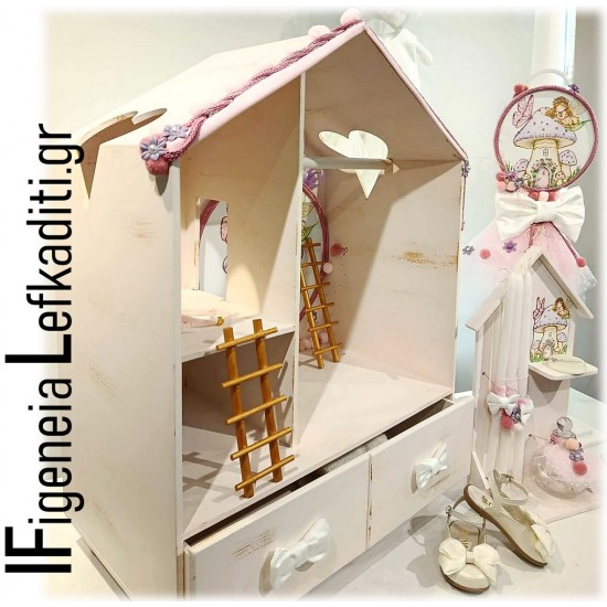 Σετ Βάπτισης Κορίτσι Νεράιδα στο Δάσος / Πεταλούδα & Μανιτάρια με Κουκλόσπιτο