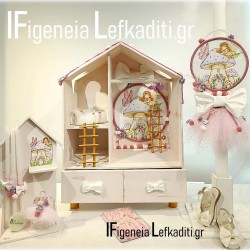Σετ Βάπτισης Κορίτσι Νεράιδα στο Δάσος / Πεταλούδα & Μανιτάρια με Κουκλόσπιτο