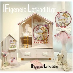 Σετ Βάπτισης Κορίτσι Νεράιδα στο Δάσος / Πεταλούδα & Μανιτάρια με Κουκλόσπιτο