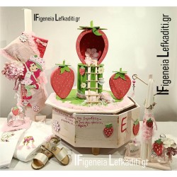 Βαπτιστικό σετ κοριτσιού strawberry / Φράουλα με ΦΡΑΟΥΛΟΣΠΙΤΟ