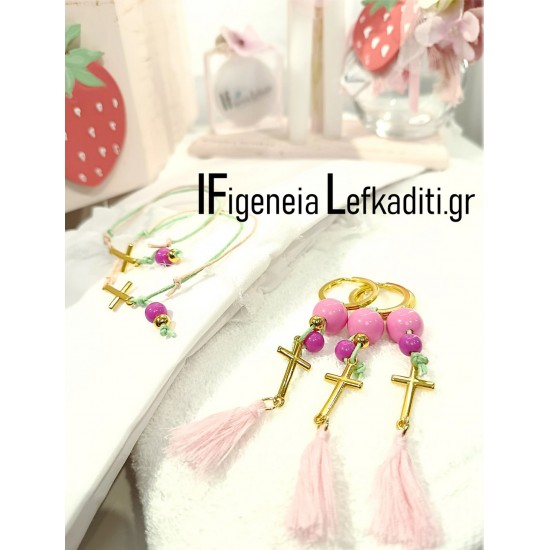 Βαπτιστικό σετ κοριτσιού Φράουλα / strawberry με ξύλινο κουτί "Φραουλόσπιτο" - Χειροποίητη Κατασκευή & Ζωγραφική στο Χέρι