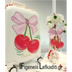 Ολοκληρωμένο Βαπτιστικό σετ για κορίτσι "ΚΕΡΑΣΙ Sweet Cherry" με βαλίτσα ζωγραφισμένη