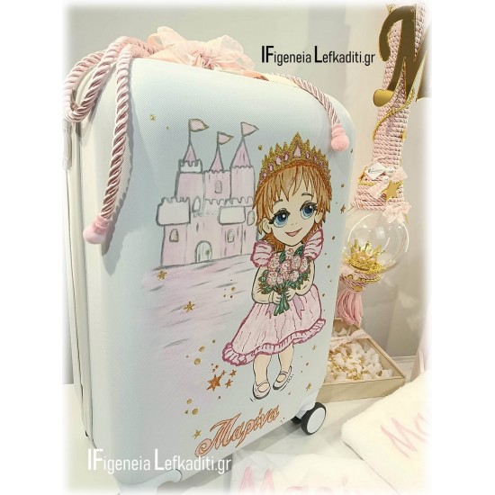 Σετ Βάπτισης Κοριτσιού Little Princess / Στέμμα με Ζωγραφισμένη Βαλίτσα