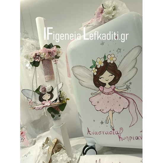 Σετ Βάπτισης Κοριτσιού Νεράιδα (Fairy) με Ζωγραφισμένη Βαλίτσα