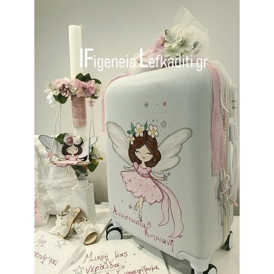Σετ Βάπτισης Κοριτσιού Νεράιδα (Fairy) με Ζωγραφισμένη Βαλίτσα
