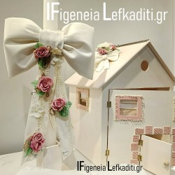 Ρομαντικό Σετ Βάπτισης Κοριτσιού με Κουκλόσπιτο "Φιόγκος - Rose Flower"