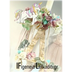 Πλήρης Βαπτιστικό Σετ Κορίτσι Μονόκερος Unicorn Floral με Ξύλινο Κουτί Βάπτισης & Μονόγραμμα