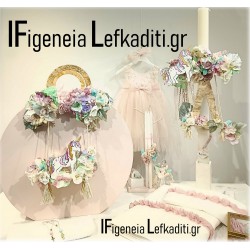 Πλήρης Βαπτιστικό Σετ Κορίτσι Μονόκερος Unicorn Floral με Ξύλινο Κουτί Βάπτισης & Μονόγραμμα