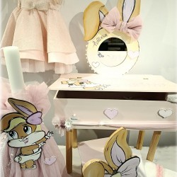 Βαπτιστικό Σετ Κοριτσιού “Baby Lola” – Κουνελάκι με ξύλινο μεγάλο μπουντουάρ γραφείο