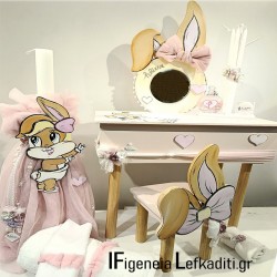 Βαπτιστικό Σετ Κοριτσιού “Baby Lola” – Κουνελάκι με ξύλινο μεγάλο μπουντουάρ γραφείο