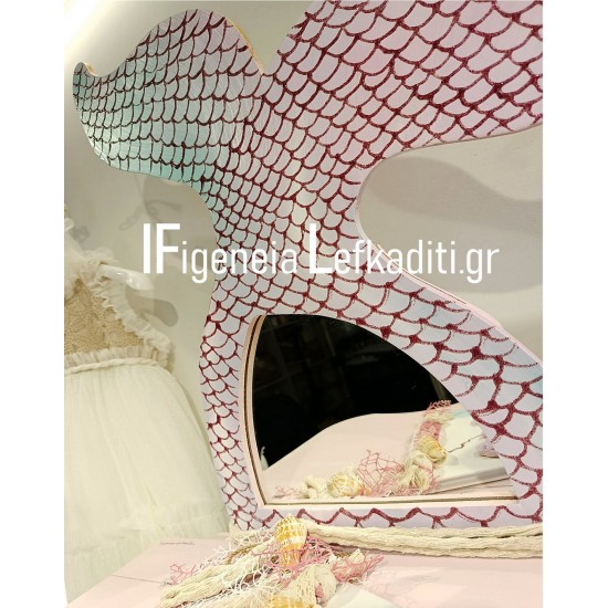 Βαπτιστικό Σετ Κοριτσιού Γοργόνα / Boho Mermaid Baptism Set με Ξύλινο Μπουντουάρ & Καρέκλα Αχιβάδα