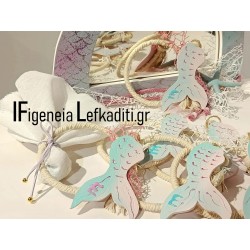 Χειροποίητη Μπομπονιέρα Βάπτισης με Ουρά Γοργόνας & Αρχικό Ονόματος – Γοργόνα Boho Mermaid