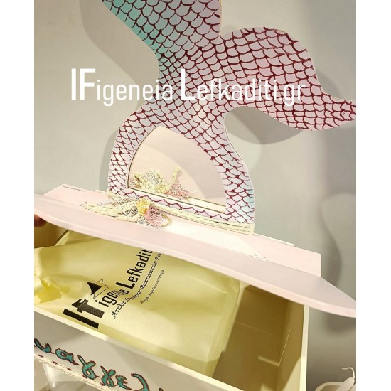 Βαπτιστικό Σετ Κοριτσιού Γοργόνα / Boho Mermaid Baptism Set με Ξύλινο Μπουντουάρ & Καρέκλα Αχιβάδα