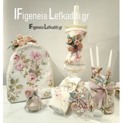 Ρομαντικό Flower Σετ Βάπτισης Κοριτσιού Vintage με Backpack – Χρώματα & Θέμα Επιλογής