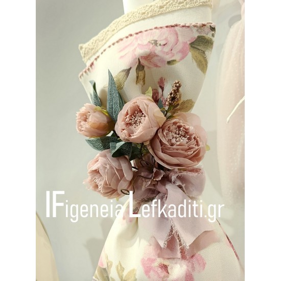 Ρομαντικό Flower Σετ Βάπτισης Κοριτσιού Vintage με Backpack – Χρώματα & Θέμα Επιλογής