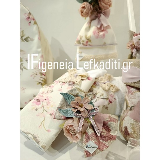 Ρομαντικό Flower Σετ Βάπτισης Κοριτσιού Vintage με Backpack – Χρώματα & Θέμα Επιλογής