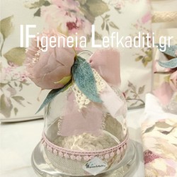 Πολυτελές Γυάλινο Κουτί Βαπτιστικού Σταυρού Flower Vintage