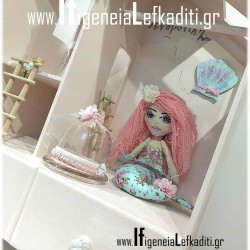 Σετ βάπτισης "Κουκλόσπιτο Mermaid floral" με κούκλα γοργόνα