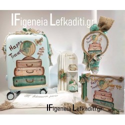 Βαπτιστικό Σετ για αγόρι ταξίδια / Happy Traveller με βαλίτσα ζωγραφισμένη ή ΘΕΜΑ δικής σας ΕΠΙΛΟΓΗΣ